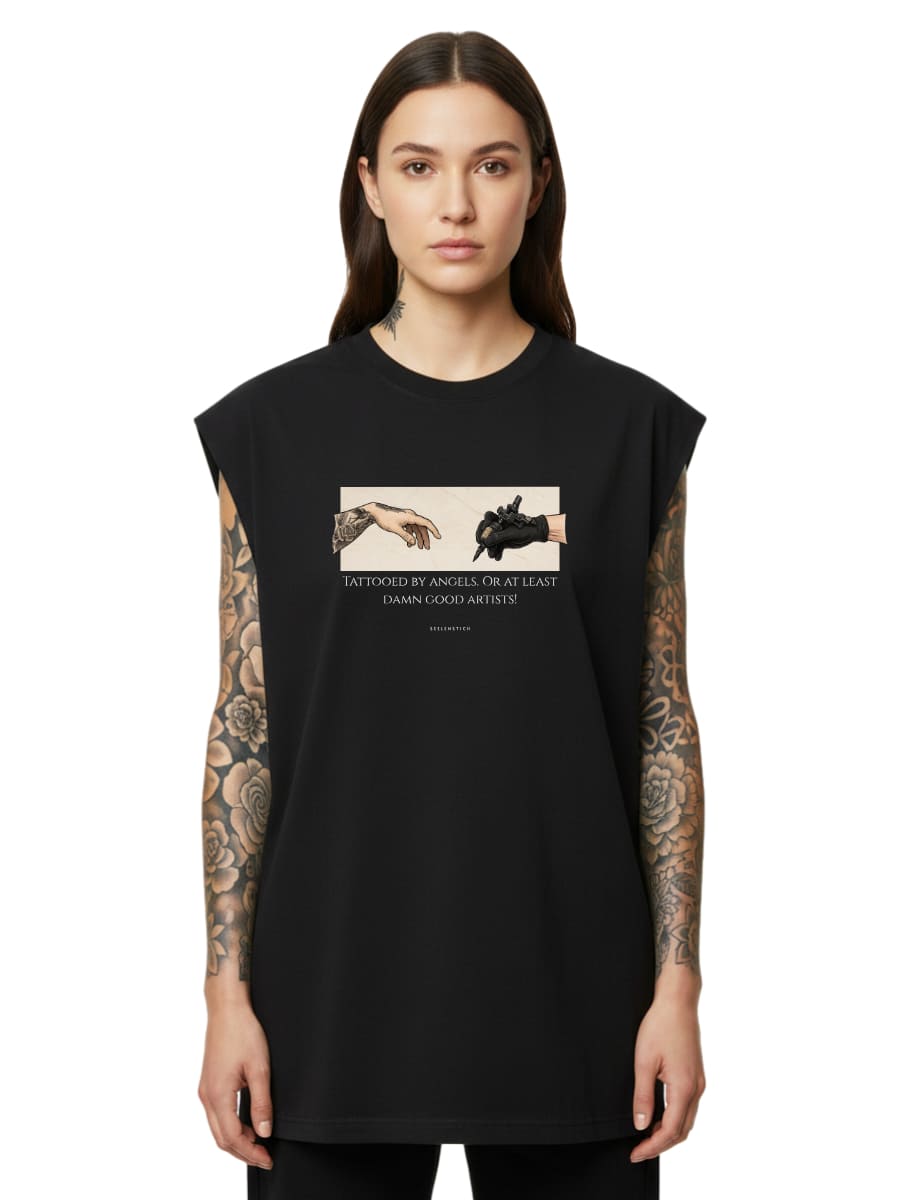 Tattooed By Angels - Sleeveless Oversized Tee