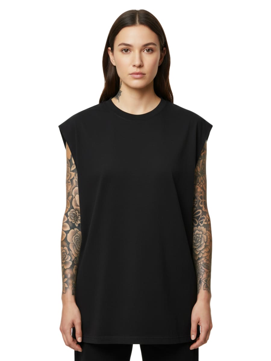 Namaste Bitches Off White - Sleeveless Oversized Tee (ohne Frontprint)