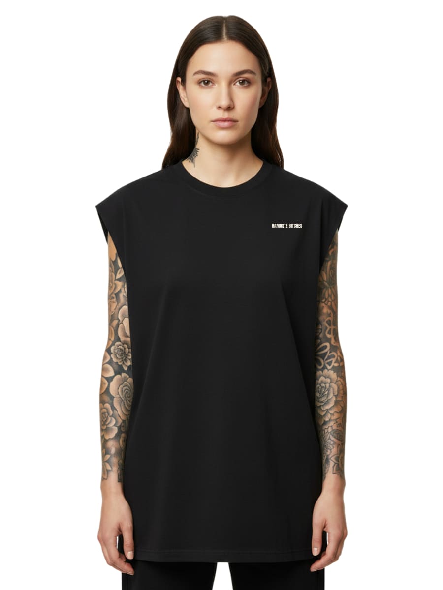 Namaste Bitches Off White - Sleeveless Oversized Tee
