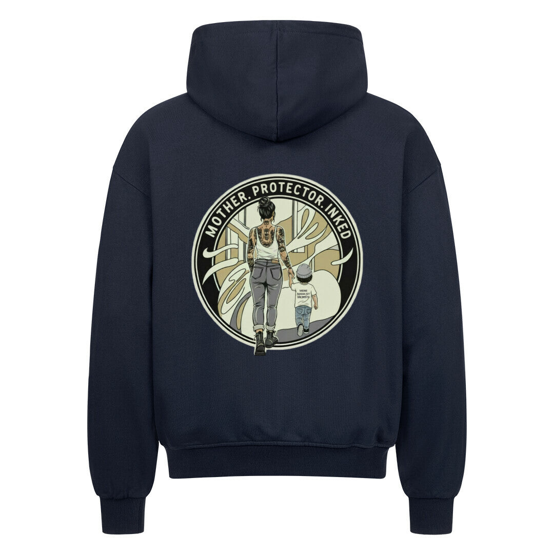 Mother. Protector. Inked - Oversized Zipper Hoodie mit Reißverschluss