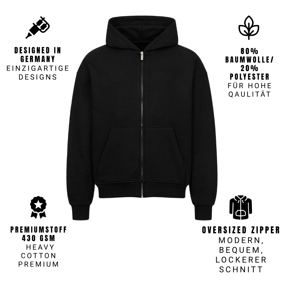 Pussy Ink Power - Oversized Zipper Hoodie mit Reißverschluss