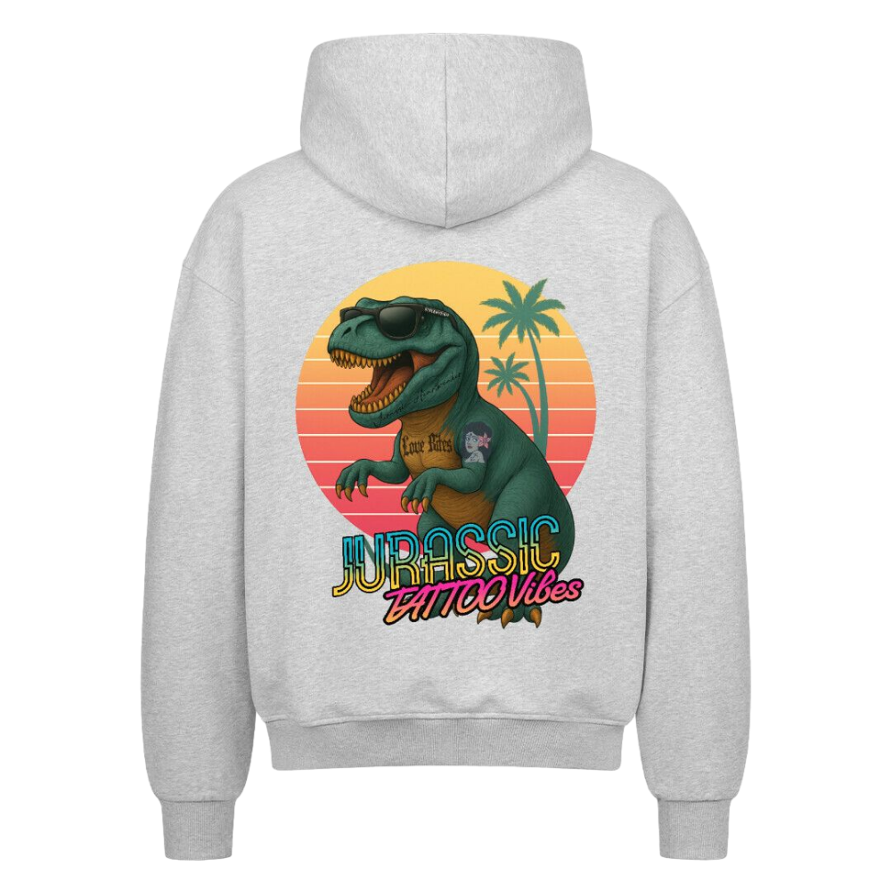 Jurassic Tattoo Vibes - Oversized Zipper Hoodie mit Reißverschluss