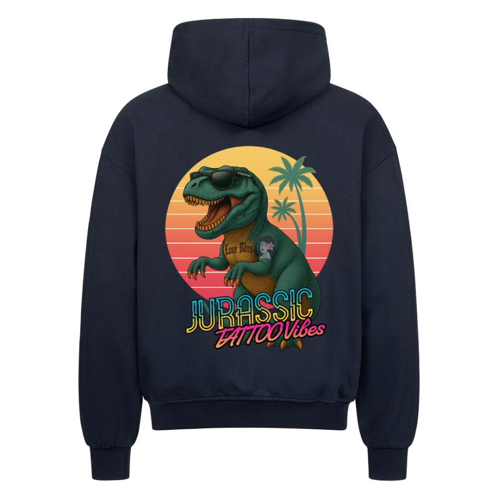 Jurassic Tattoo Vibes - Oversized Zipper Hoodie mit Reißverschluss