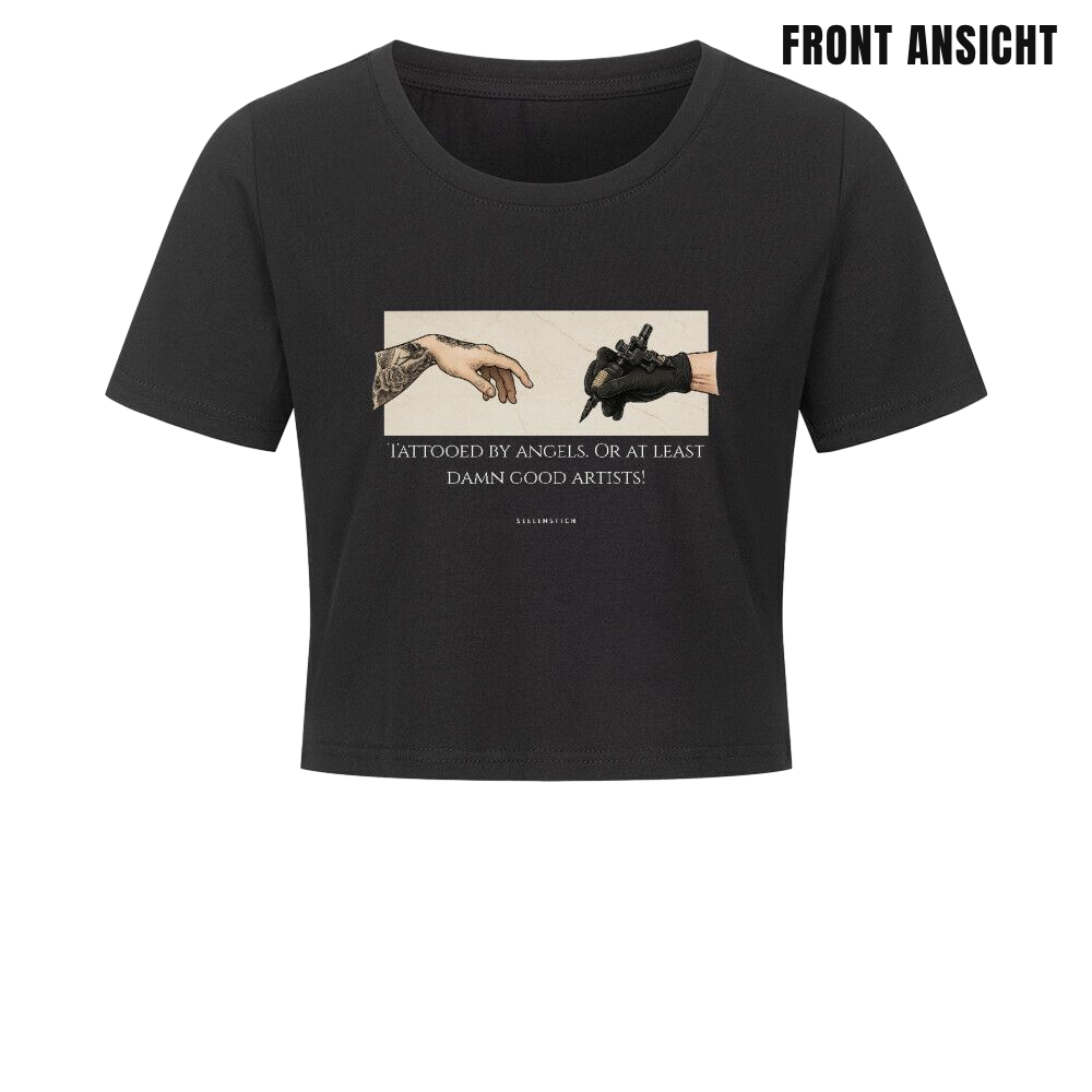 Tattooed By Angels - Ladies Cropped Tee