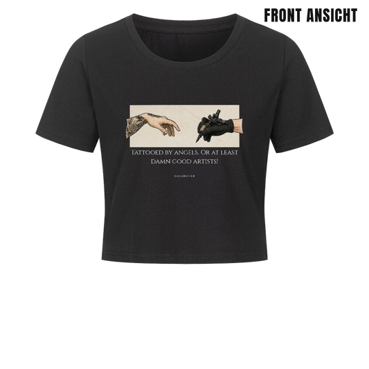 Tattooed By Angels - Ladies Cropped Tee