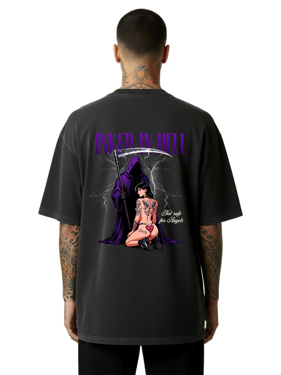 Inked in Hell – Not safe for Angels - Oversized Shirt