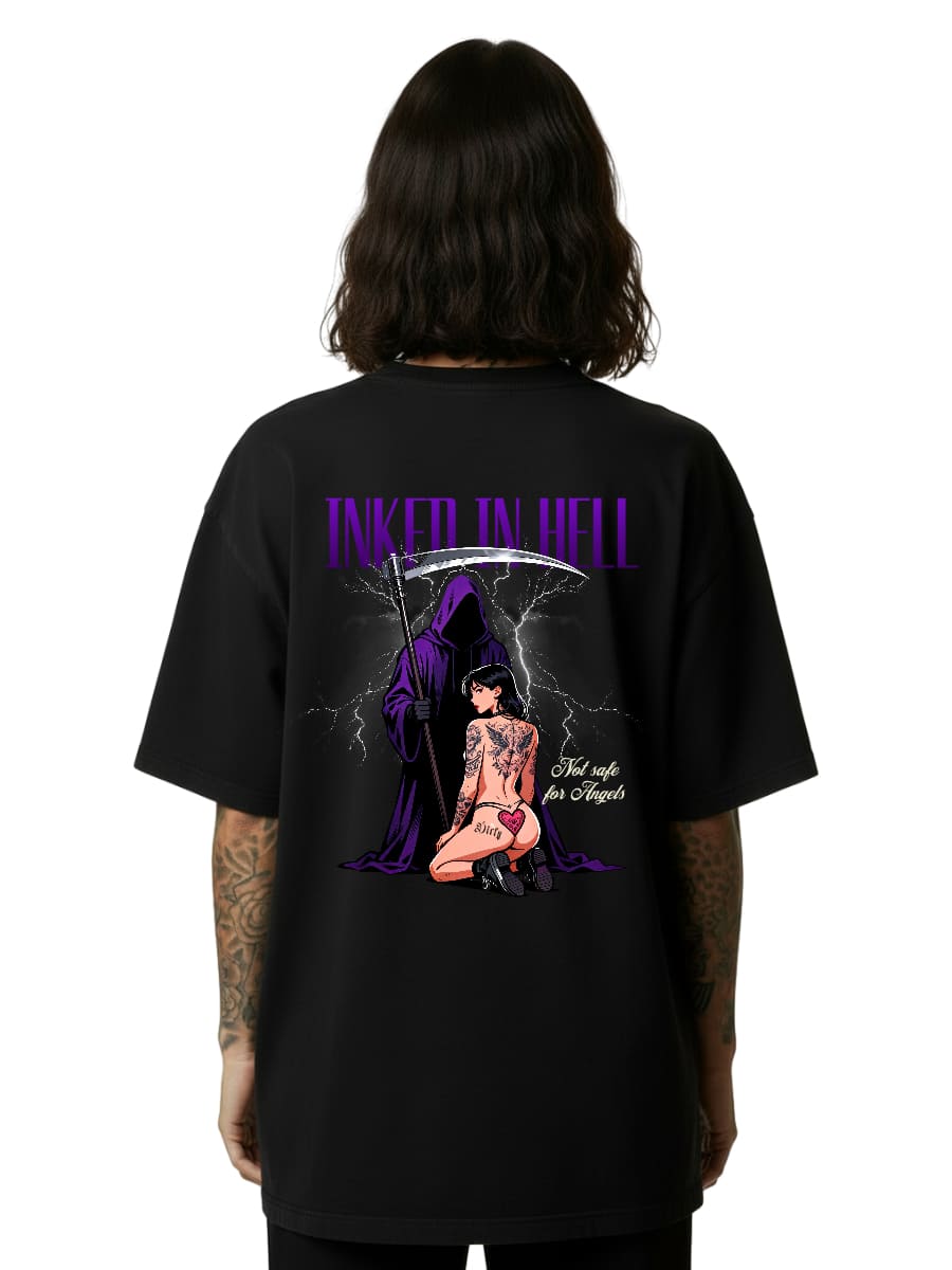 Inked in Hell – Not safe for Angels - Oversized Shirt