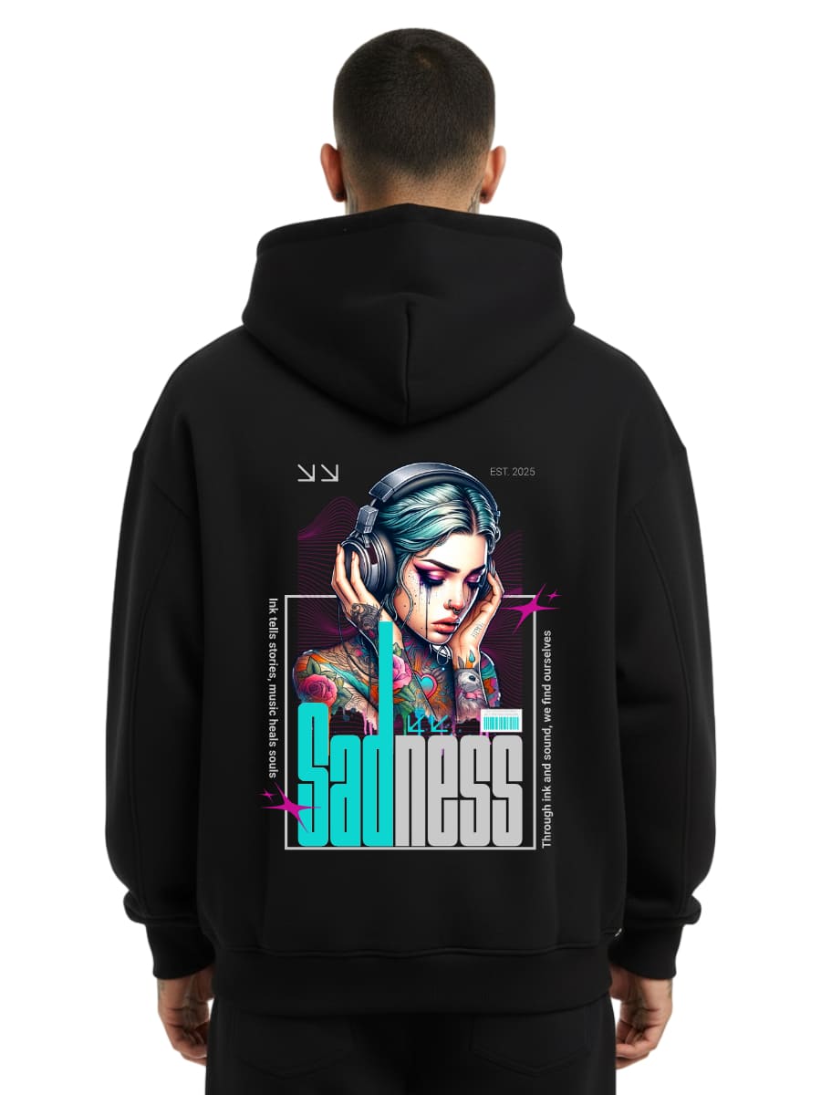 Sadness - Oversized Zipper Hoodie mit Reißverschluss