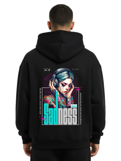 Sadness - Oversized Zipper Hoodie mit Reißverschluss