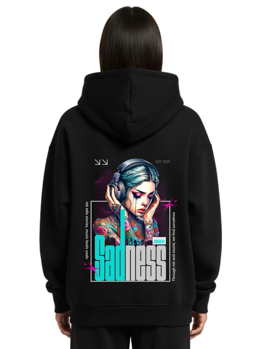 Sadness - Oversized Zipper Hoodie mit Reißverschluss