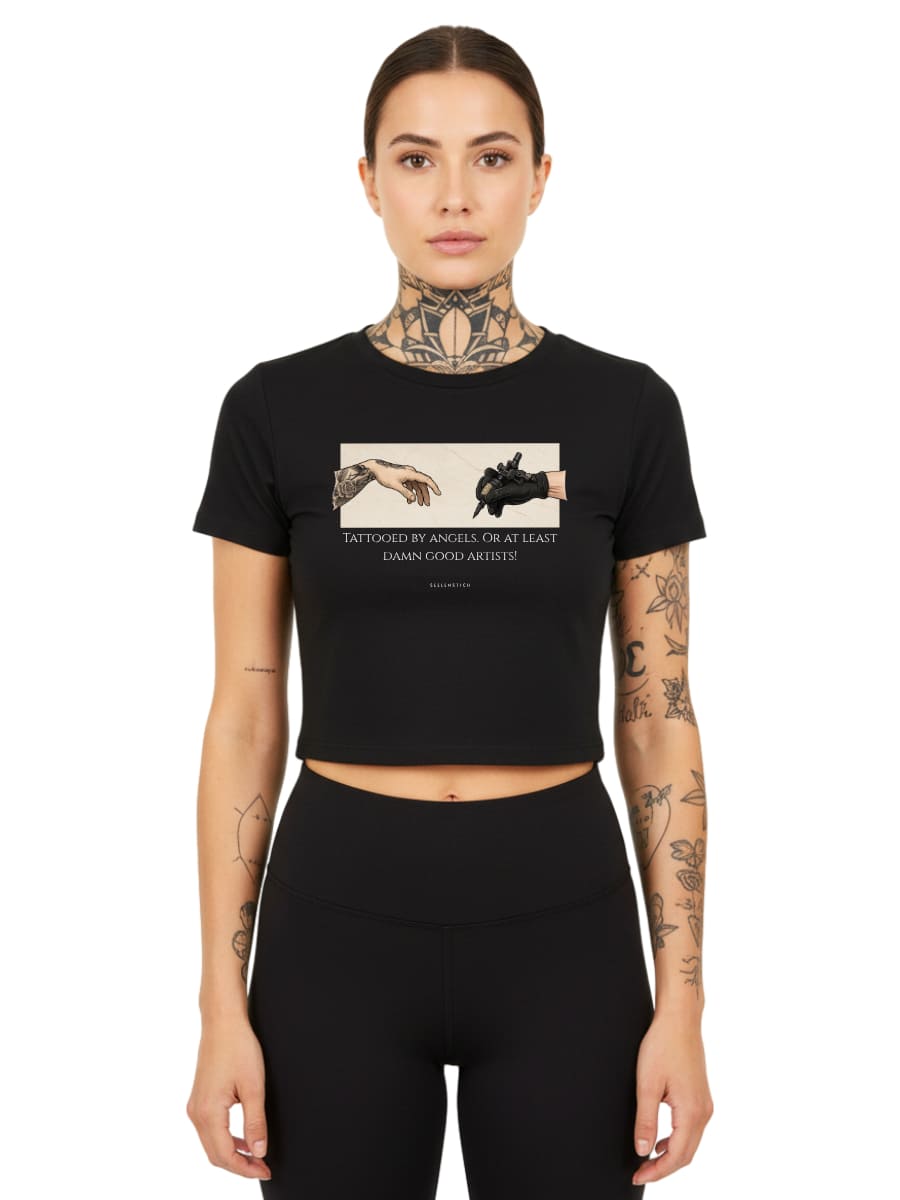 Tattooed By Angels - Ladies Cropped Tee