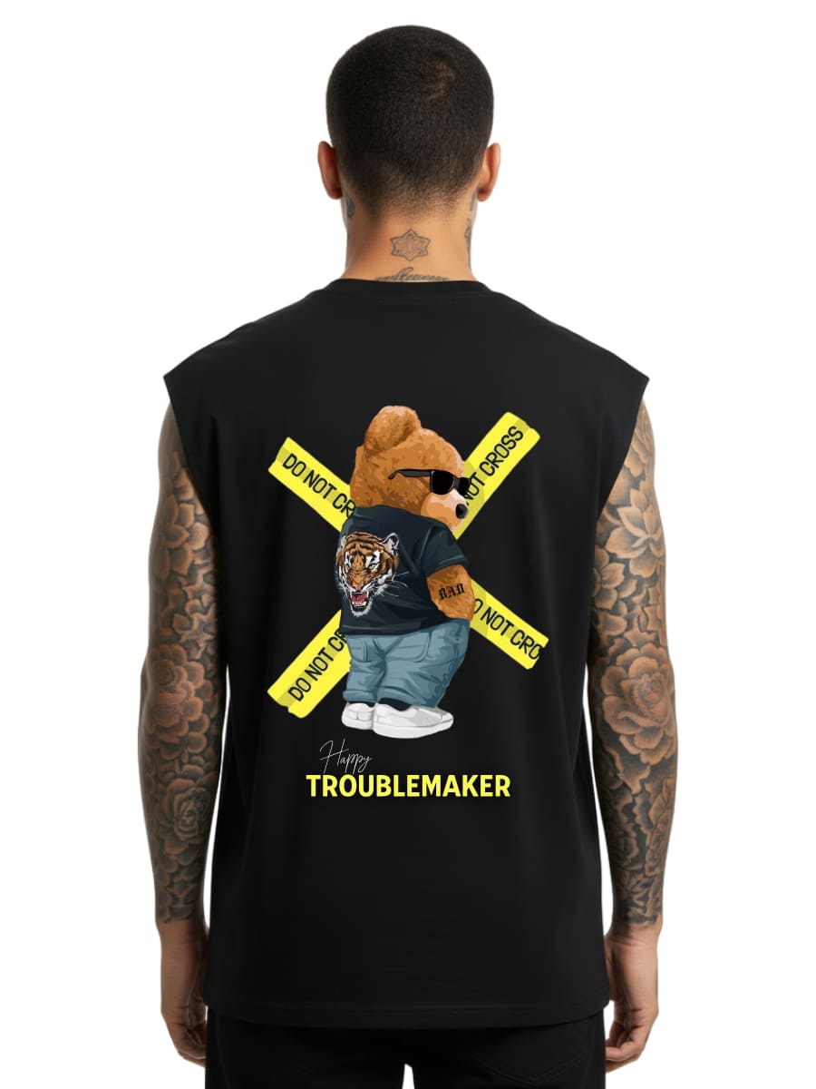 Happy Troublemaker - Sleeveless Oversized Tee