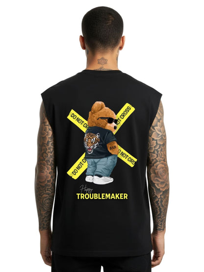 Happy Troublemaker - Sleeveless Oversized Tee