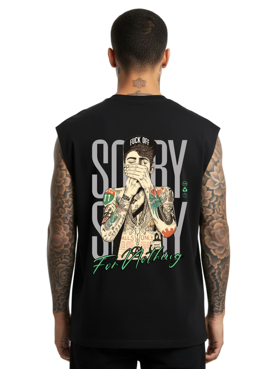 Sorry for Nothing - Sleeveless Oversized Tee