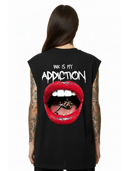 Ink Is My Addiction - Sleeveless Oversized Tee