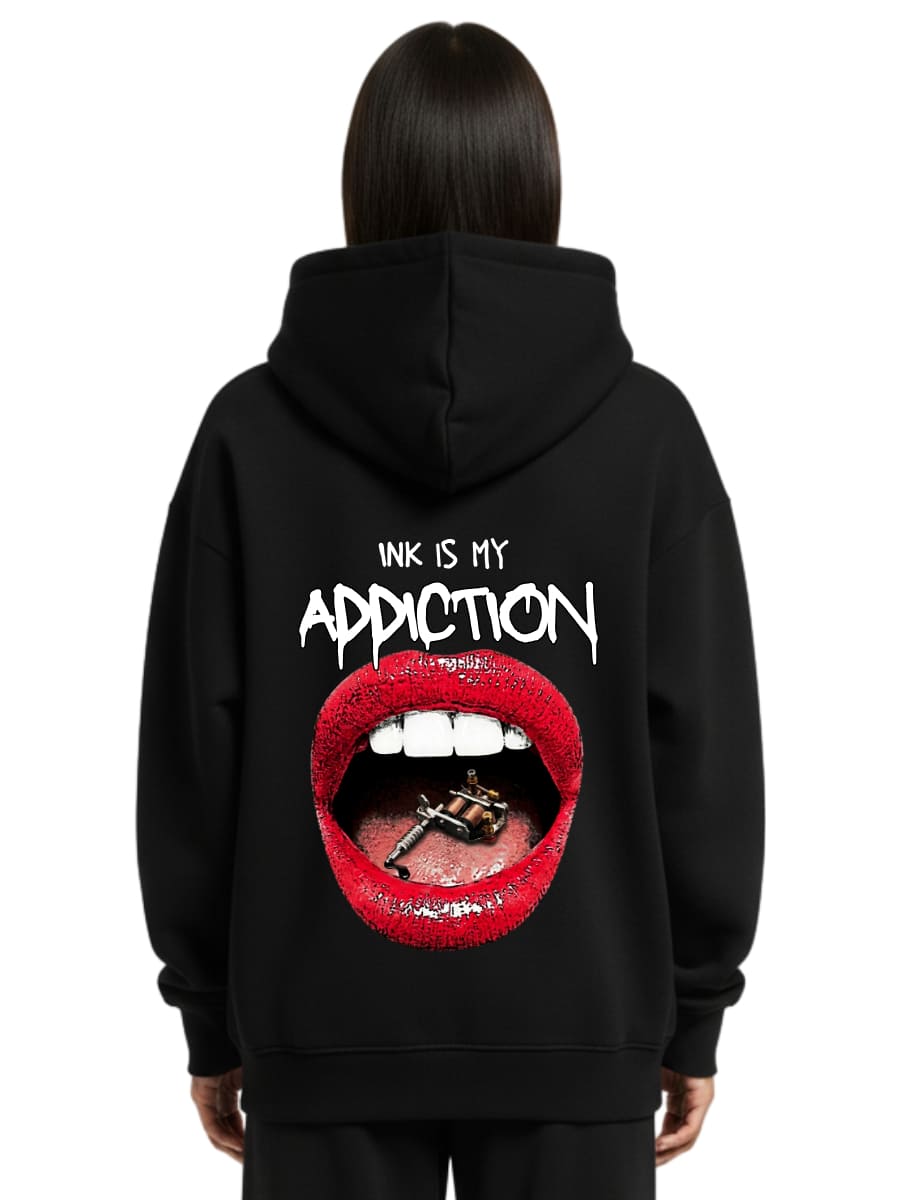 Ink Is My Addiction - Oversized Zipper Hoodie mit Reißverschluss
