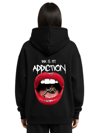 Ink Is My Addiction - Oversized Zipper Hoodie mit Reißverschluss