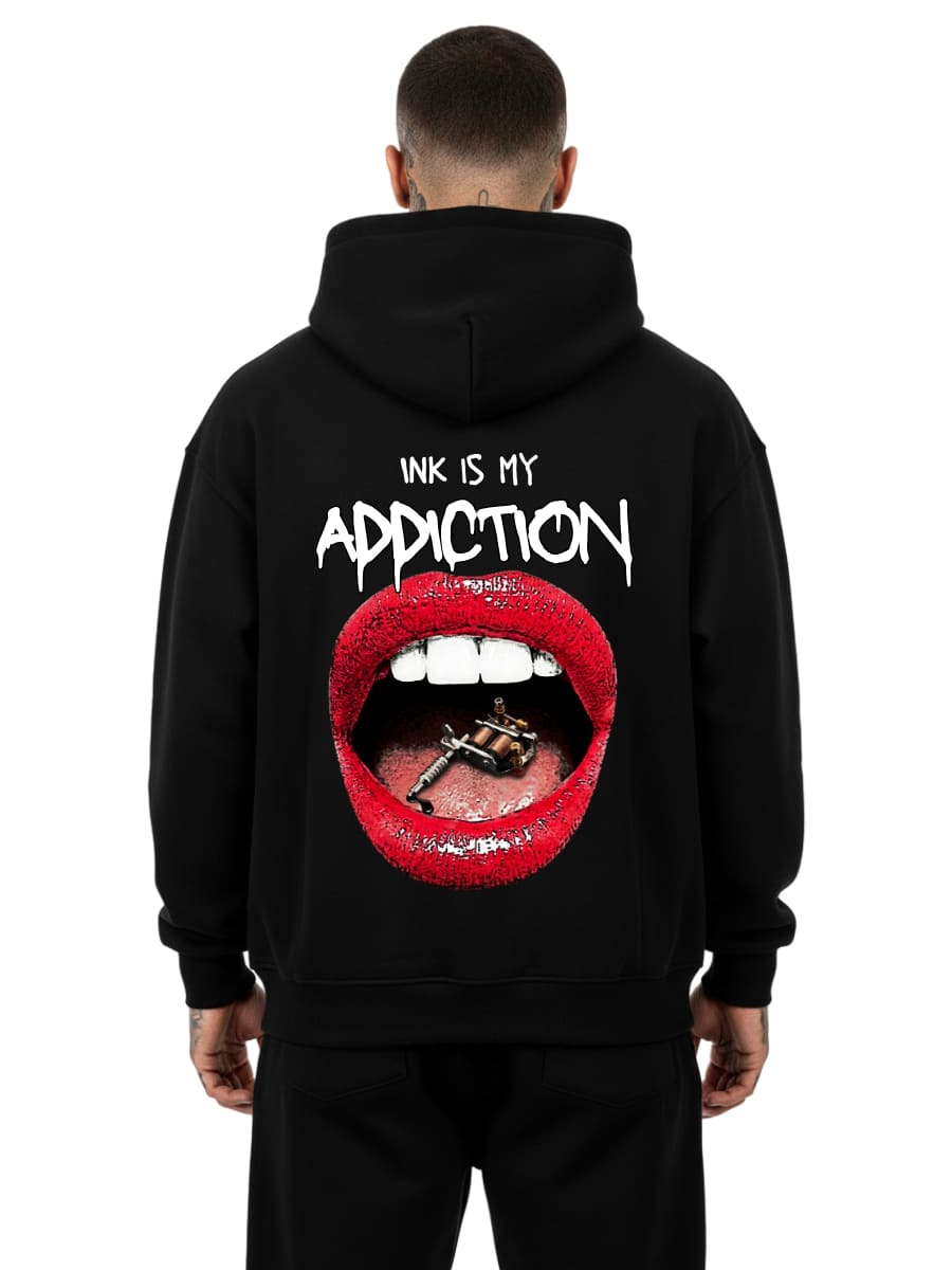 Ink Is My Addiction - Oversized Zipper Hoodie mit Reißverschluss