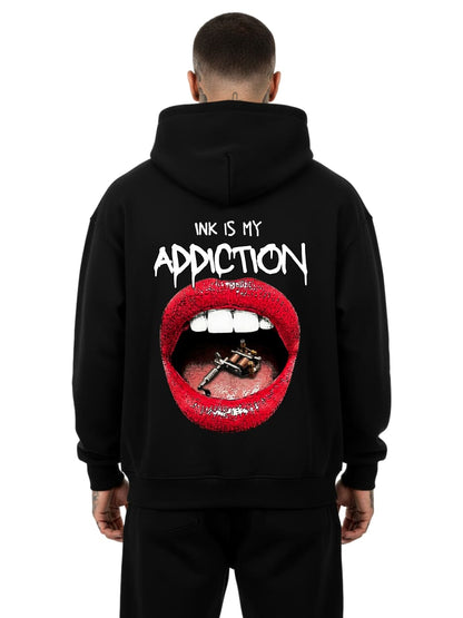 Ink Is My Addiction - Oversized Zipper Hoodie mit Reißverschluss