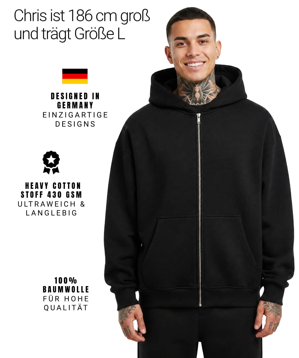 Feel Good Every Day - Oversized Zipper Hoodie mit Reißverschluss