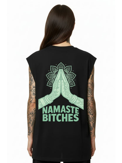 Namaste Bitches Mint - Sleeveless Oversized Tee (no front print)