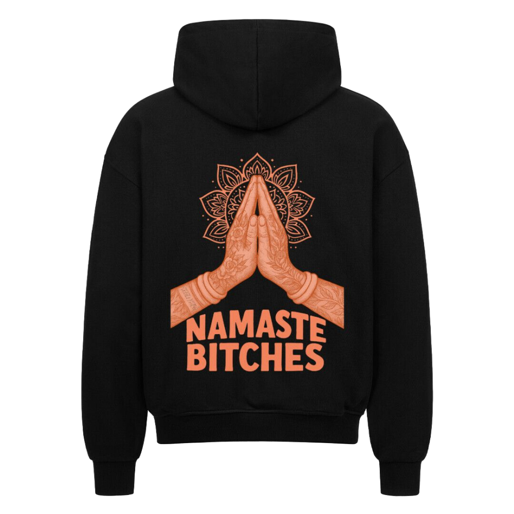 Namaste Bitches Orange - Oversized Zipper Hoodie mit Reißverschluss