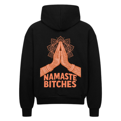 Namaste Bitches Orange - Oversized Zipper Hoodie mit Reißverschluss