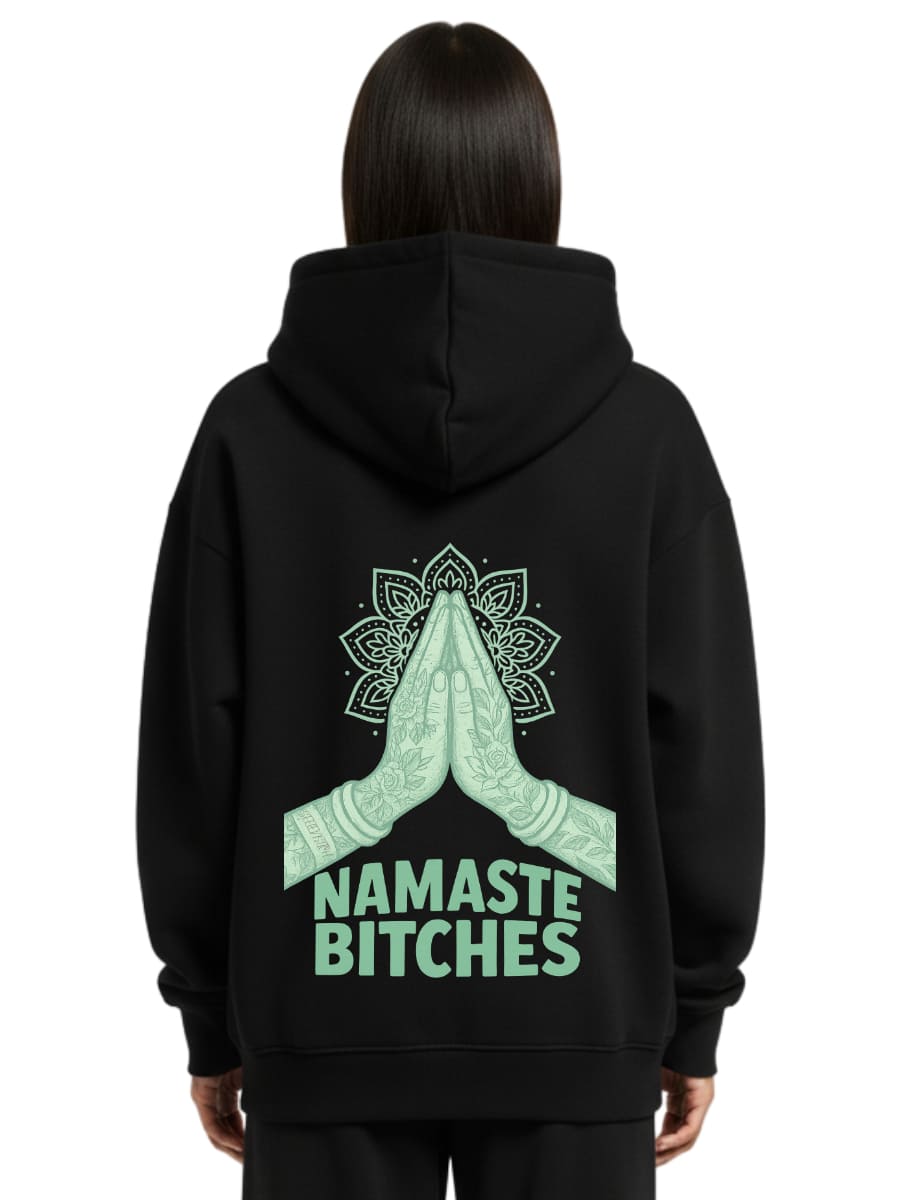 Namaste Bitches Mint - Oversized Zipper Hoodie mit Reißverschluss (ohne Frontprint)