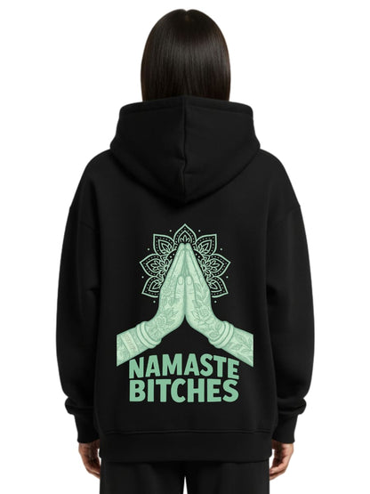 Namaste Bitches Mint - Oversized Zipper Hoodie mit Reißverschluss (ohne Frontprint)
