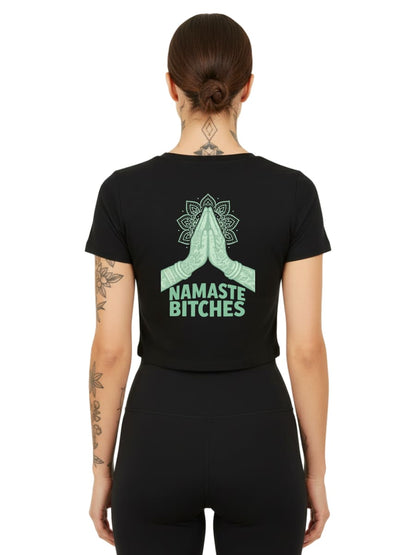 Namaste Bitches Mint - Ladies Cropped Tee (ohne Frontprint)
