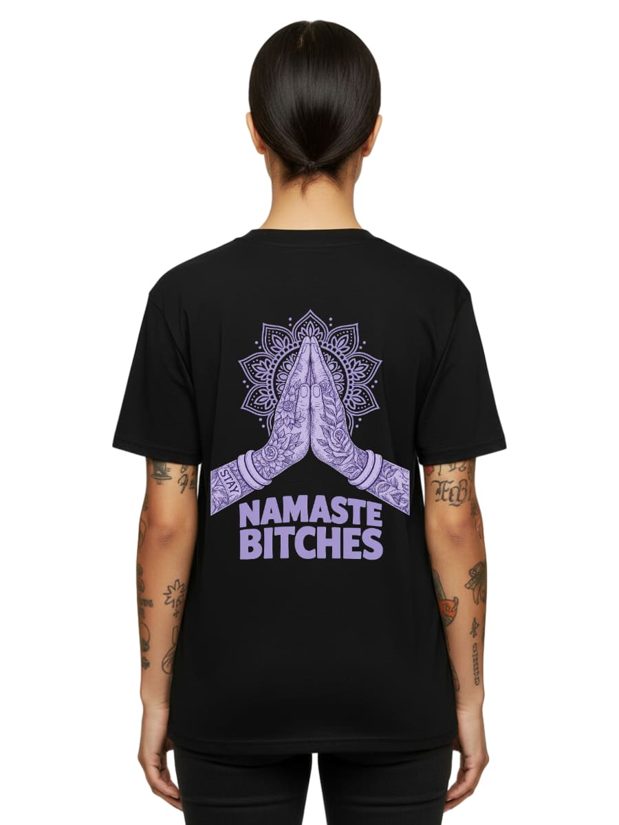 Namaste Bitches Lavendel - Unisex Premium Shirt (ohne Frontprint)