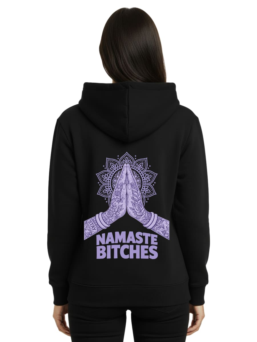 Namaste Bitches Lavendel - Premium Hoodie (ohne Frontprint)