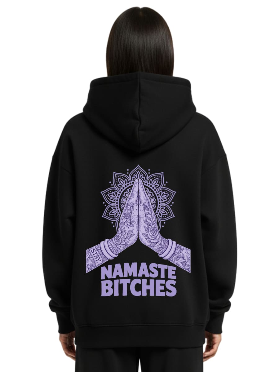 Namaste Bitches Lavendel - Oversized Zipper Hoodie mit Reißverschluss (ohne Frontprint)