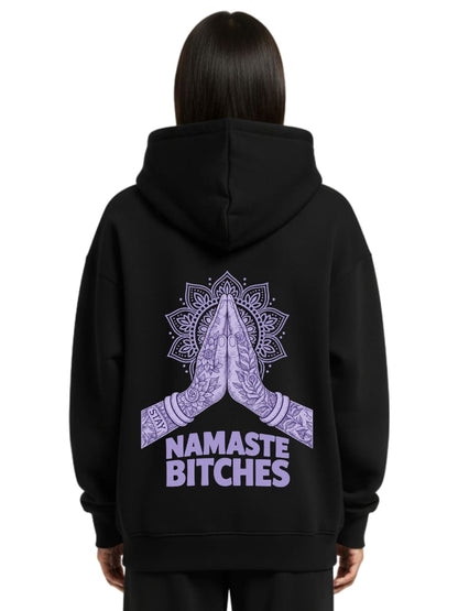 Namaste Bitches Lavendel - Oversized Zipper Hoodie mit Reißverschluss (ohne Frontprint)