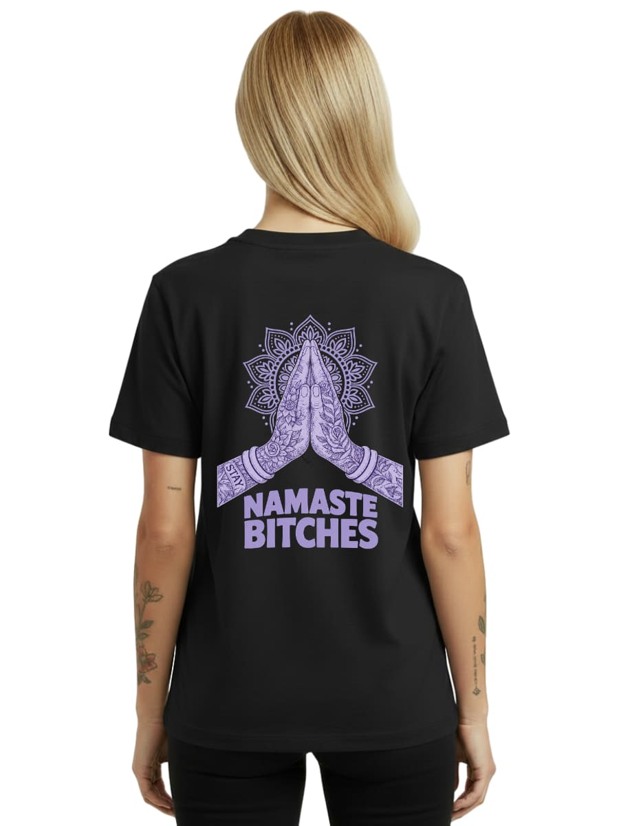 Namaste Bitches Lavendel - Damen Premium Shirt (ohne Frontprint)