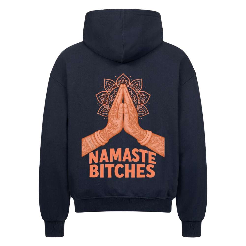 Namaste Bitches Orange - Oversized Zipper Hoodie mit Reißverschluss
