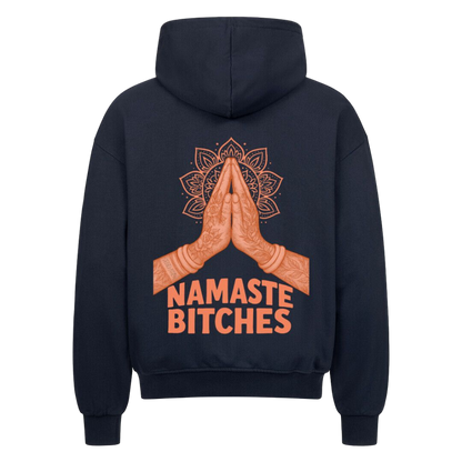 Namaste Bitches Orange - Oversized Zipper Hoodie mit Reißverschluss