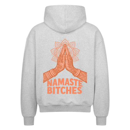 Namaste Bitches Orange - Oversized Zipper Hoodie mit Reißverschluss